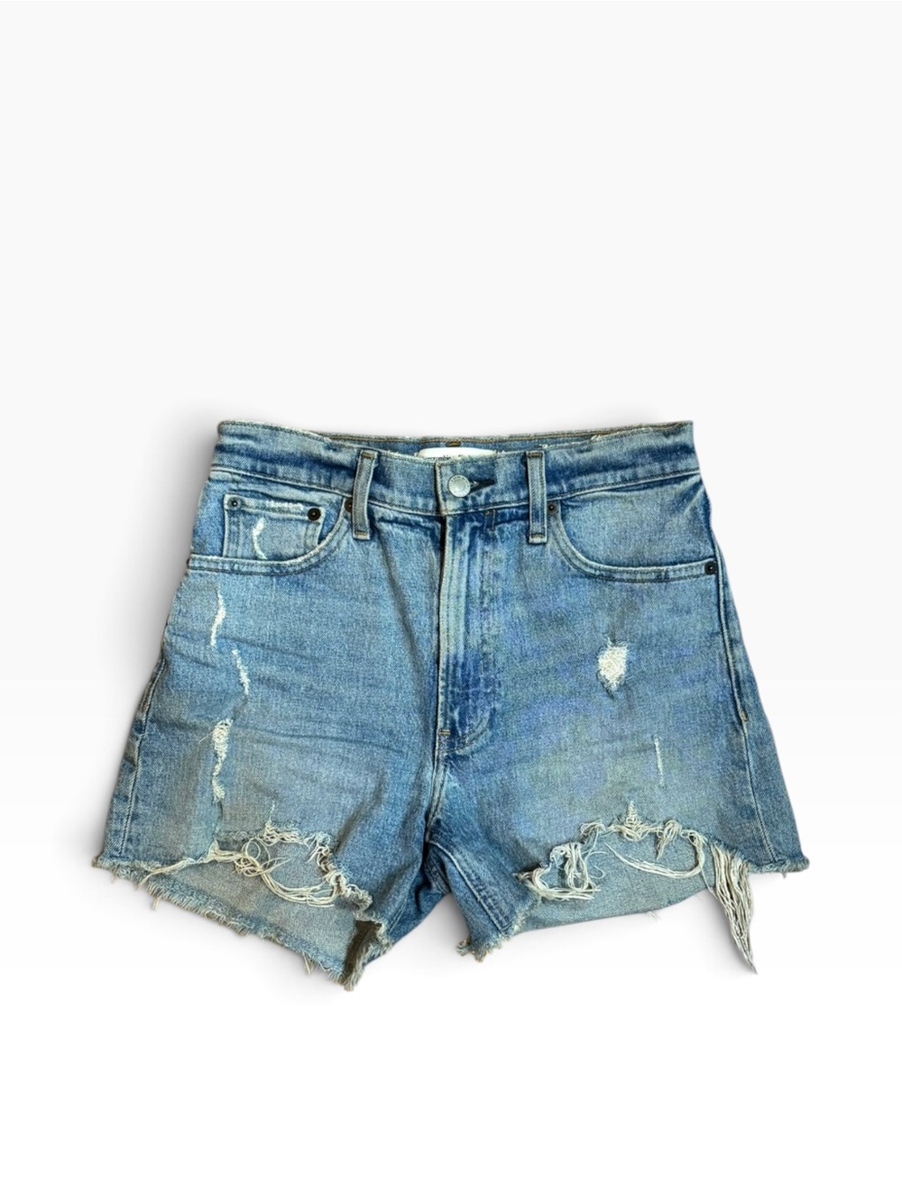 Abercrombie & Fitch The 4” Mom Short High-Rise Distressed Denim Size 25